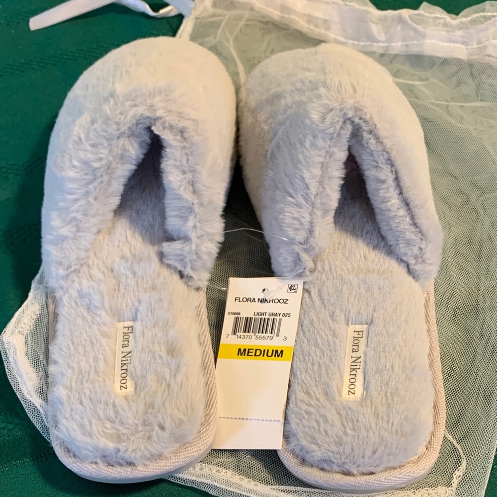 Flora Nikrooz Plush Pale Blue Slip-On Slippers - Picture 8 of 9